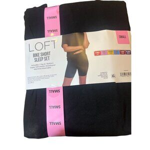 Loft Bike Short Sleep Set Includes Black Top & Bottom Super Soft Elastic Waistba